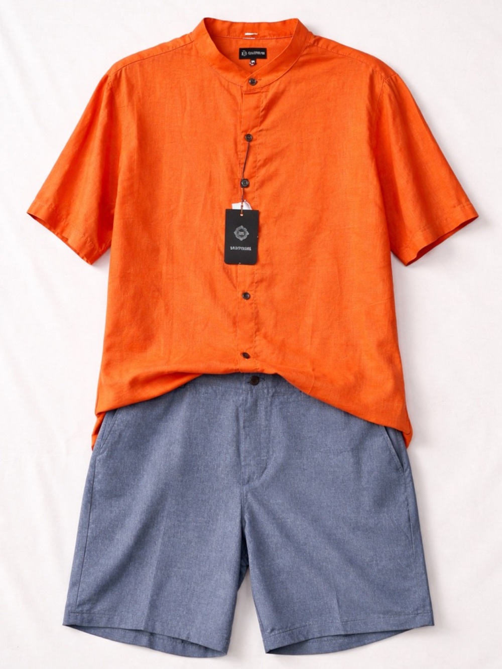 BUNDLE Santorino XL Orange Linen Shirt & Ben Hogan 44 Shorts Resort Vacation